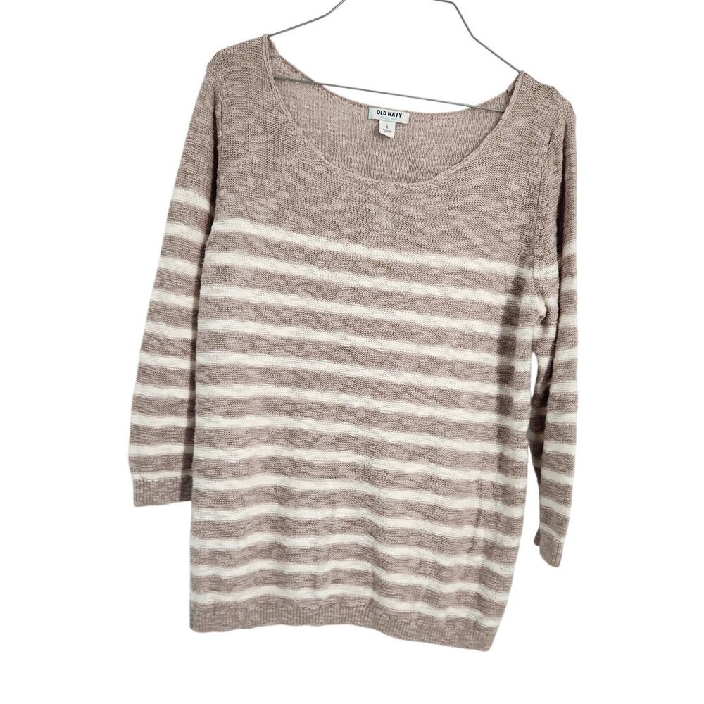 Old Navy Brown Striped Knit Sweater Womens Size Large L